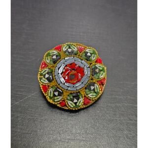 Vintage micromosaic glass floral brooch